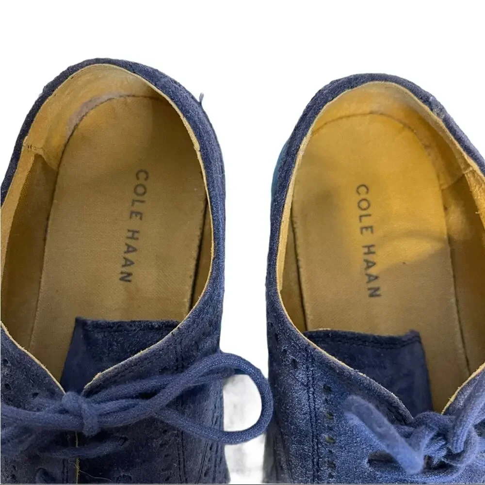 Cole Haan Grande OS Blue Suede Leather Oxfords Men Lace Up Shoes 9 M